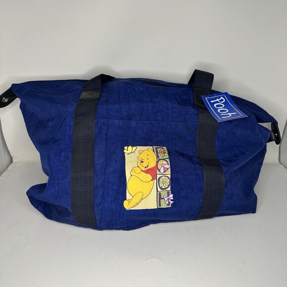 Vintage Winnie the Pooh Duffle Bag Blue Nylon Disney Travel Gym Weekend Tote main image 6